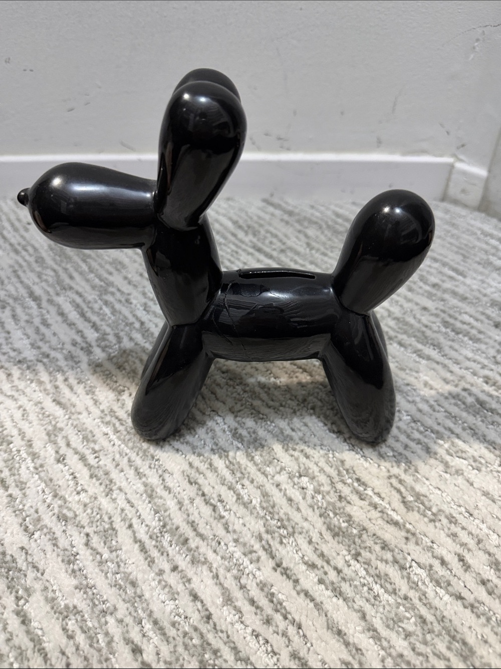 Black Balloon Dog Ceramic Figurine Money Bank - Home Accents